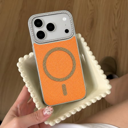 iPhone 17 PRO MAX uyumlu - Simli Magsafeli Kamera Çevresi Taşlı Yanları Silikon Kılıf