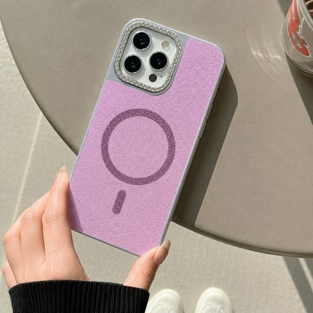 iPhone 16 PRO MAX uyumlu - Simli Magsafeli Kamera Çevresi Taşlı Yanları Silikon Kılıf