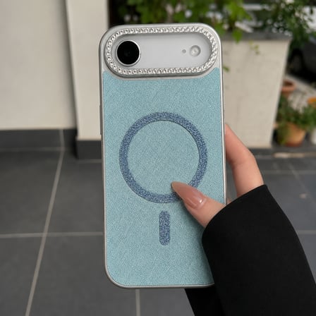 iPhone 17 AiR uyumlu - Simli Magsafeli Kamera Çevresi Taşlı Yanları Silikon Kılıf
