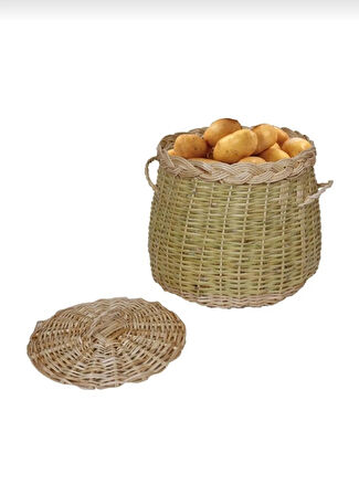 Hasır Bambu Patates Soğan Sepeti Çok Amaçlı Organizer Saklama Sepeti