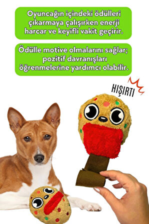 Havhav HavHavCafe Peluş Köpek Oyuncağı Mama Saklamalı Kurabiye Hışırtı Sesli Köpek Oyuncağı