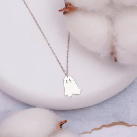 Hayalet Kolye, Gold Minimalist Hayalet Figürlü Kolye, Sevimli Halloween Takısı, Kadınlara Özel