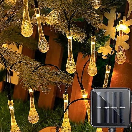 Damla Şeklinde 50 Led Güneş Enerjili Bahçe Balkon Aydınlatma 7 Metre ışık