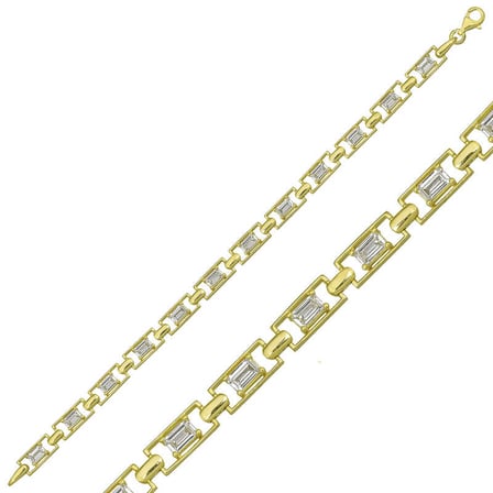 925 Ayar Gümüş Gold Baget Su Yolu Bileklik