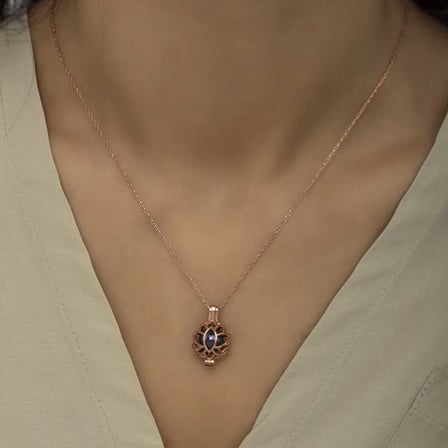 925 Ayar Gümüş Kafesli Lotus Bayan Gümüş Kolye