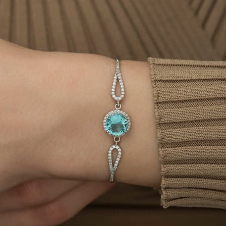 925 Ayar Gümüş Aquamarine Bileklik