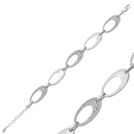 925 Ayar Gümüş Taşlı Oval Bileklik