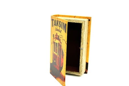 Kutu Kitap Taksim Ahşap Suni Deri Kaplı Dekoratif Hediyelik