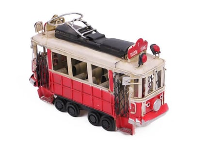 Dekoratif Metal Taksim Tramvay Orta Boy Vintage Biblo Hediyelik