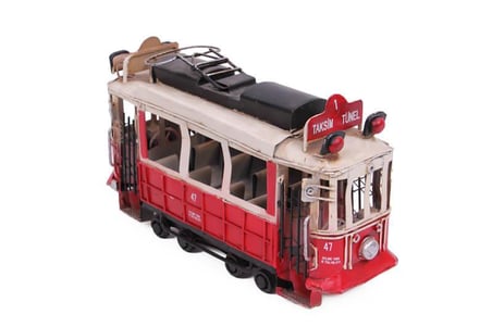 Dekoratif Metal Taksim Tramvay Vintage Biblo Hediyelik