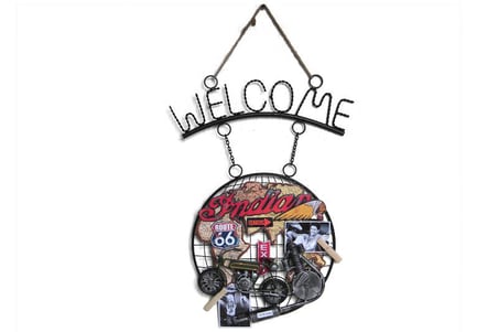 Dekoratif Metal Kapı Welcome Motosiklet Dekorlu Hediyelik