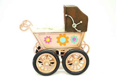 Dekoratif Metal Bebek Arabası Biblo Vintage Hediyelik