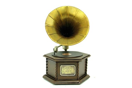 Dekoratif Metal Gramofon Kutu Obje Vintage Hediyelik