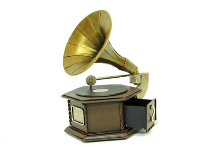 Dekoratif Metal Gramofon Kutu Obje Vintage Hediyelik