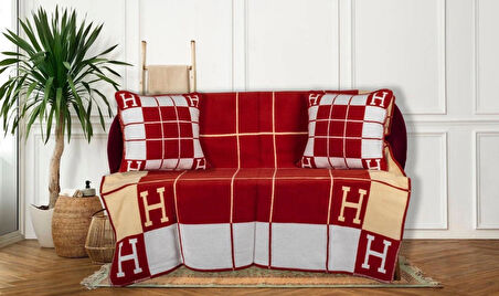 H DESEN YÜN BATTANİYE KIRLENT HEDİYELİ BORDO