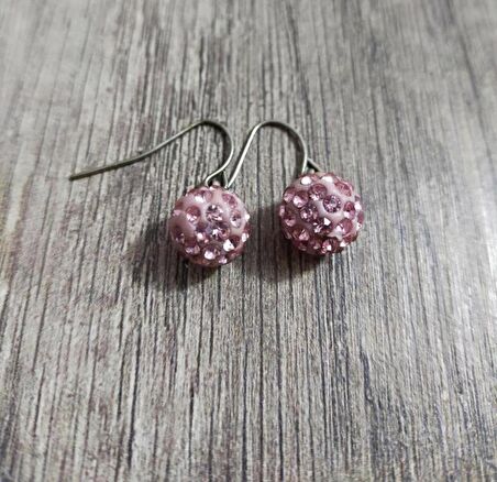 Hdmarketim Şambala Model Swarovski Taşlı Pembe Sallantılı Küpe
