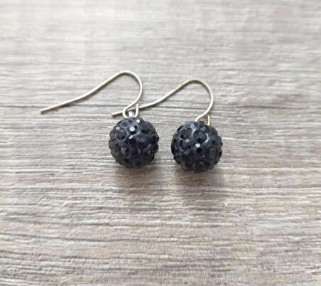 Hdmarketim Şambala Model Swarovski Taşlı Siyah Sallantılı Küpe