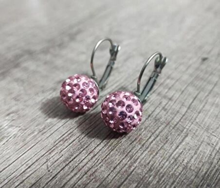 Hdmarketim Şambala Model Swarovski Taşlı Pembe Sallantılı Küpe