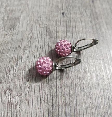 Hdmarketim Şambala Model Swarovski Taşlı Pembe Sallantılı Küpe