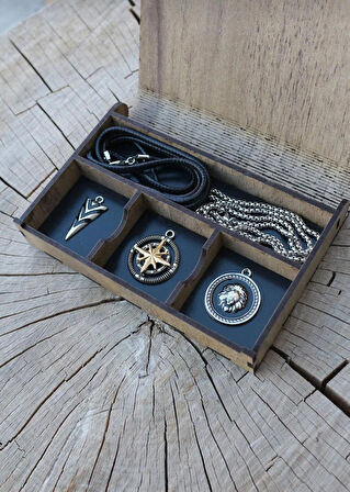 Bohem Tarzı Kolye Seti zincirli kutulu Unisex