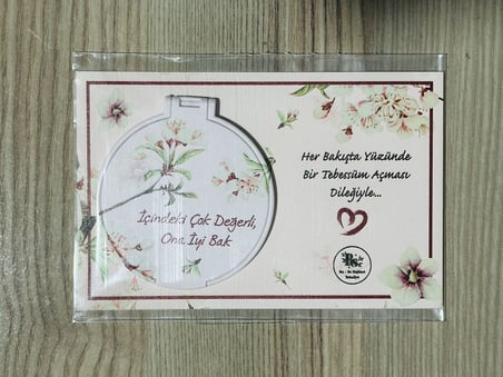 Hediyelik Katlanır Cep Aynası - Kadın Çanta İçi Makyaj Aynası 5 Adet Pembe