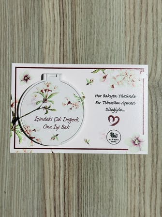 Hediyelik Katlanır Cep Aynası - Kadın Çanta İçi Makyaj Aynası 5 Adet Pembe
