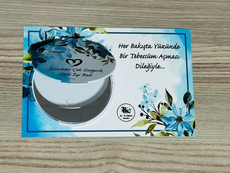 Hediyelik Katlanır Cep Aynası - Kadın Çanta İçi Makyaj Aynası 5 Adet Pembe