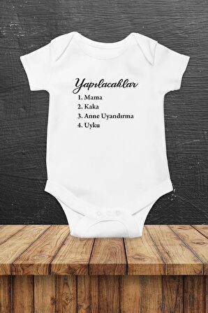 Yapılacaklar Özel Tasarım Bebek Zıbın Pamuklu Çıtçıtlı Body
