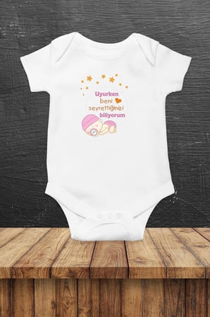 Uyurken Beni Seyrettiğinizi Biliyorum 2 Özel Tasarım Bebek Zıbın Pamuklu Çıtçıtlı Body