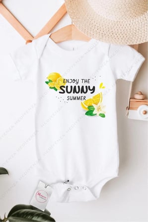 Enjoy The Sunnnny Summer Özel Tasarım Bebek Zıbın Pamuklu Çıtçıtlı Body