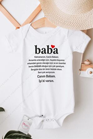 Baba Kahramanım İyi ki Varsın Özel Tasarım Bebek Zıbın Pamuklu Çıtçıtlı Body