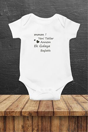 MMM Yeni Tatlar Annem Özel Tasarım Bebek Zıbın Pamuklu Çıtçıtlı Body