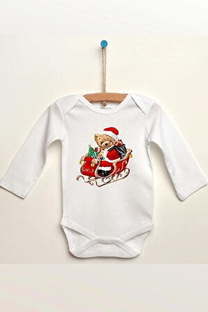 Teddy Bear Christmas Özel Tasarım Bebek Zıbın Pamuklu Çıtçıtlı Body