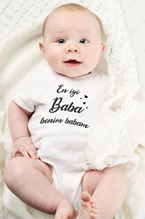 En İyi Baba Benim Babam Özel Tasarım Bebek Zıbın Pamuklu Çıtçıtlı Body