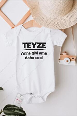 Teyze Anne Gibi Ama Daha Cool 2 Özel Tasarım Bebek Zıbın Pamuklu Çıtçıtlı Body