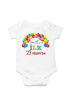 İlk 23 Nisan Özel Tasarım Bebek Zıbın Pamuklu Çıtçıtlı Body