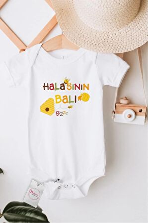 Halasının Balı Özel Tasarım Bebek Zıbın Pamuklu Çıtçıtlı Body