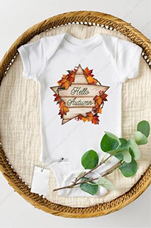 Hello Autumn Özel Tasarım Bebek Zıbın Pamuklu Çıtçıtlı Body