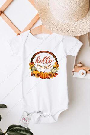 Hello Pupmpkin Özel Tasarım Bebek Zıbın Pamuklu Çıtçıtlı Body