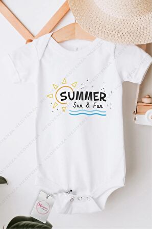 Summer Sun Fun Özel Tasarım Bebek Zıbın Pamuklu Çıtçıtlı Body