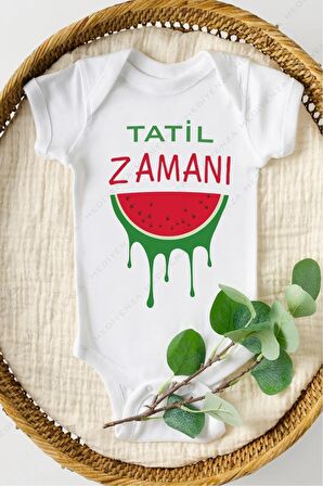 Tatil Zamanı Özel Tasarım Bebek Zıbın Pamuklu Çıtçıtlı Body