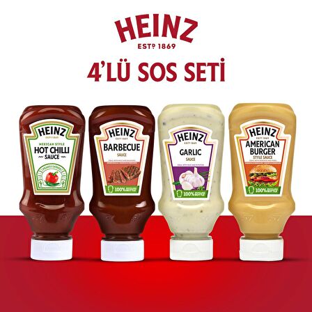 Heinz 4'lü Sos Seti (Barbekü Sos 250 gr.+Sarımsaklı Sos 230 gr.+Amerikan Burger Sos 230 gr.+Hot Chili sos 245 gr.)