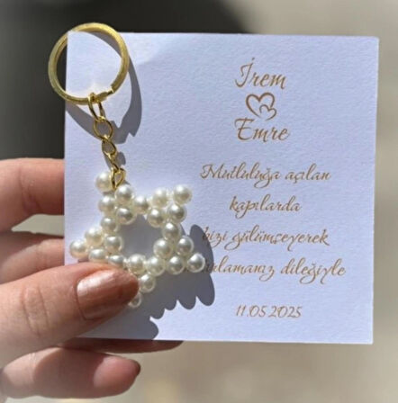 15 adet inci yıldız anahtarlık nikah düğün kına doğum günü 