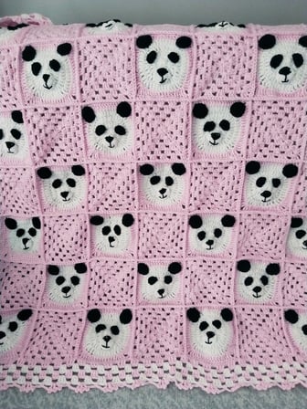 Milanın Elinden Panda Bebek Battaniyesi Beyaz - Pembe 100 x 100 cm Kız Bebek