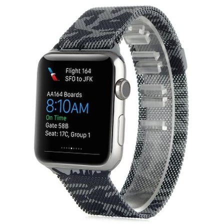 Ally Apple Watch 7-8 45mm 6-5-4 44mm Kayış Kordon Metal Milano Loop Kamuflaj 3-2-1 42mm-(5775)