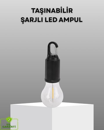 Şarjlı Kancalı LED Lamba – Kamp Balkon ve Acil Durum Işığı