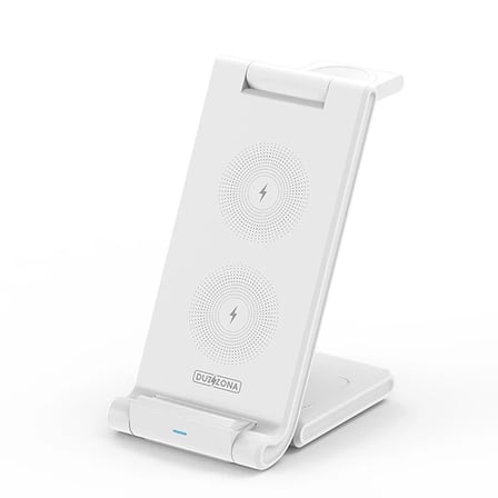 Duzzona 15W Katlanır 3 in 1 Telefon Kulaklık Saat Kablosuz Şarj Standı-(5775)
