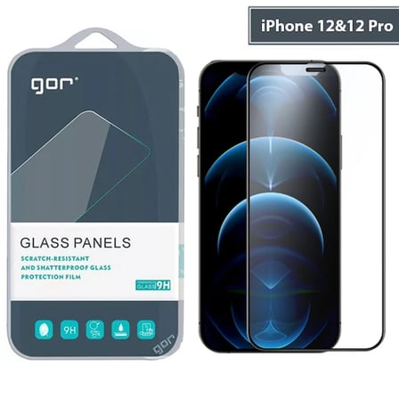 GOR iPhone 12-12 Pro 6.1 9D Hardening Tempered Full Cam Ekran Koruyucu-(5775)