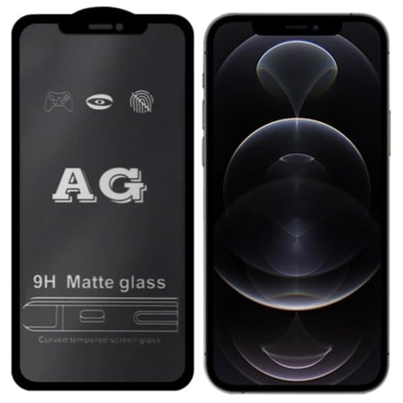 ALLY iPhone 12 -12 Pro 6.1inç Full Glue Matte Tempered Cam  Ekran Koruyucu-(5775)