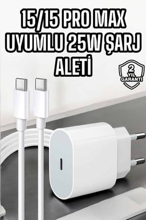 İOS Uyumlu Type-C Girişli Hızlı Şarj 15/15 Pro Max Adaptör ve Kablosu